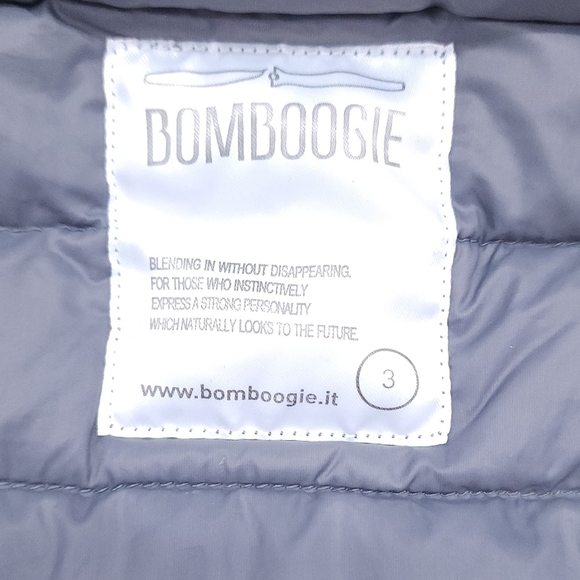 Bomboogie Pure Down Nylon Puffer Lightweight Jacket Full Zip Quilted Grey - Picture 3 of 11